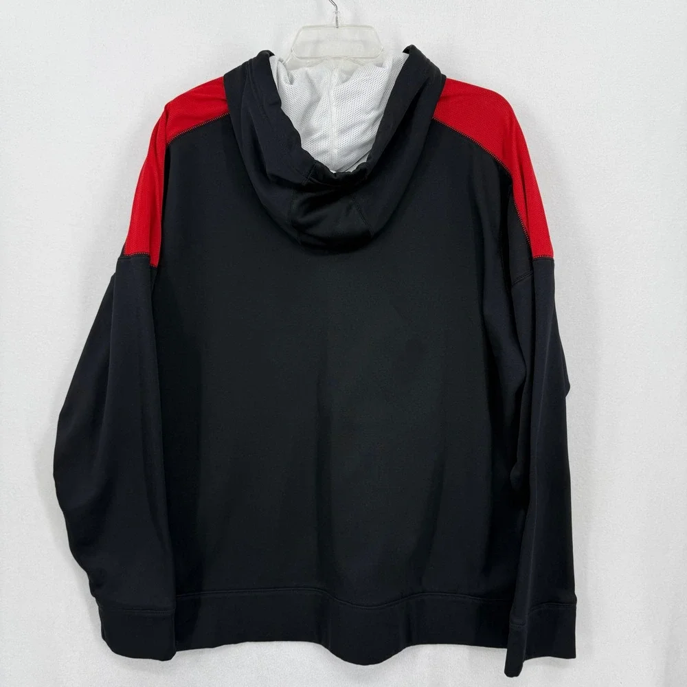Nike Therma-FIT Mens XL Hoodie Black Red Swoosh Pullover Sweatshirt 438734-011‎